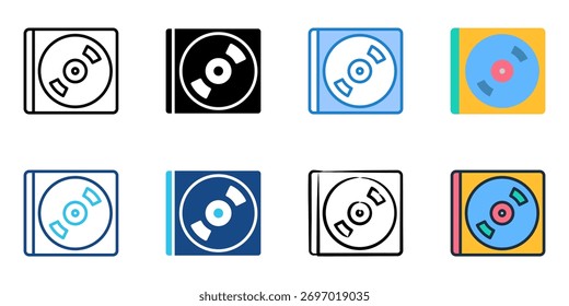 Ícone do CD definir coleção de vários estilos 
