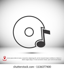 CD icon, stock vector illustration flat design style