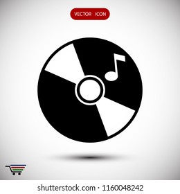 CD icon, stock vector illustration flat design style