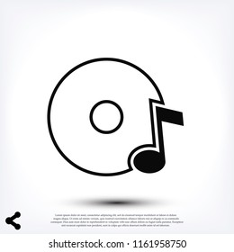 CD icon, stock vector illustration flat design style
