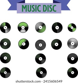 CD icons, close up of a vintage vinyl on a white background
