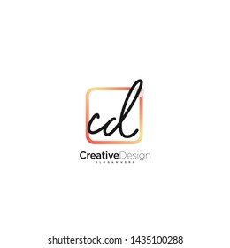 CD initial handwriting with color logo icon template vector.