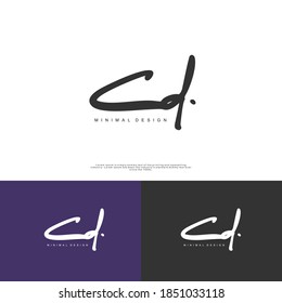 CD Initial handwriting or handwritten logo for identity. Logo with signature and hand drawn style.