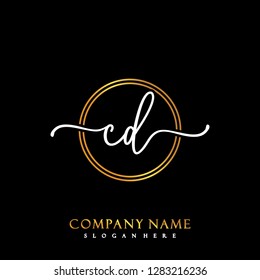 CD Initial Handwriting logo template vector