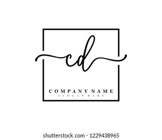 CD Initial handwriting square minimalist logo vector