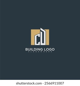 CD initial letter building logo for real estate with square design