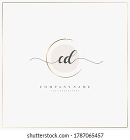  CD Initial Letter handwriting logo hand drawn template vector, logo for beauty, cosmetics, wedding, fashion and business, and other