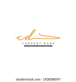 CD Initial Letter Logo - Handwritten Signature Logo