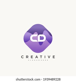 CD Initial Letter Logo Symbol Design Template Elemente mit Welle bunt Kunst.
