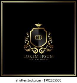 CD Initial Letter Luxury Logo template in vector art for Restaurant, Royalty, Boutique, Cafe, Hotel, Heraldic, Jewelry, Fashion and other vector illustration.