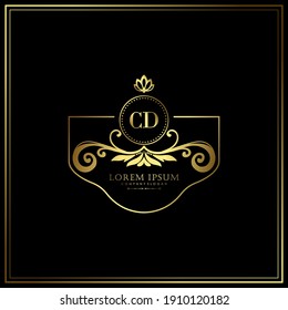 CD Initial Letter Luxury Logo template in vector art for Restaurant, Royalty, Boutique, Cafe, Hotel, Heraldic, Jewelry, Fashion and other vector illustration.