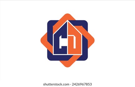 CD initial letter real estate builders logo design vector. construction, housing, home marker, property, building, apartment, flat, compartment, business, corporate, house rent, rental, commercial