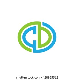 CD initial letters looping linked ellipse logo blue green