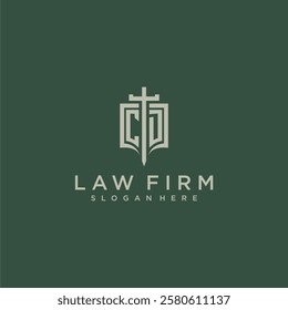 CD initial monogram for law firm with sword and shield logo image