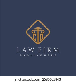 CD initial monogram logo for lawfirm with pillar in creative square design