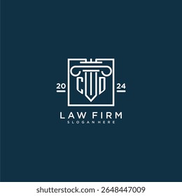 CD initial monogram logo for lawfirm with pillar design in creative square