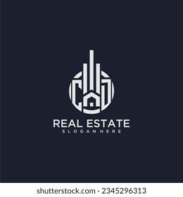 CD initial monogram logo for real estate with creative circle design vector