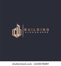 Propriedades do logotipo do monograma inicial do CD para construção com estilo polígono
