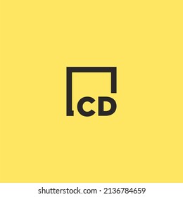 CD initial monogram logo with square style design