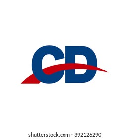 CD initial overlapping swoosh letter logo blue red