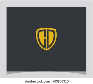 CD initial shield gold color icon letter logo vector eps 10