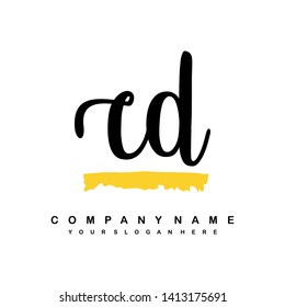 CD initial signature logo. handwriting logo template vector,