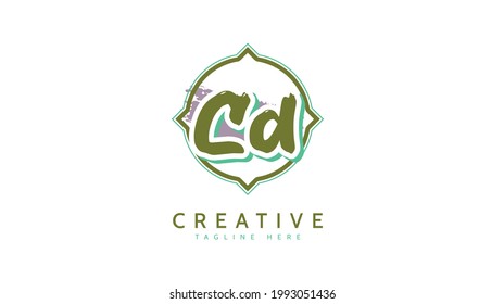 CD Initials, handwriting logo vector