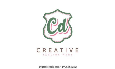 CD Initials, handwriting logo vector