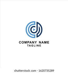 CD  letter circle round play button logo vector icon illustration