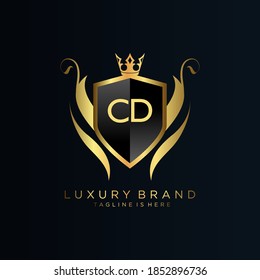 CD Letter Initial with Royal Template.elegant with crown logo vector, Creative Lettering Logo Vector Illustration.