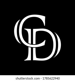 CD letter logo with black background.The nice white letter logo.