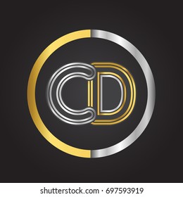 CD Letter logo in a circle. gold and silver colored. Vector design template elements for your business or company identity.