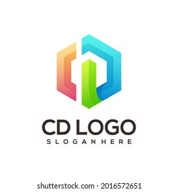 Cd Letter Logo Colorful Gradient Illustration
