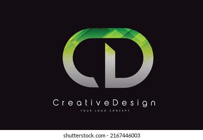 CD Letter Logo Design in Green Texture Colors. Creative Modern Letters Vector Icon Logo Illustration.