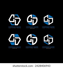 CD letter logo set design.CD monogram polygonal and circle shape vector. CD unique design.
