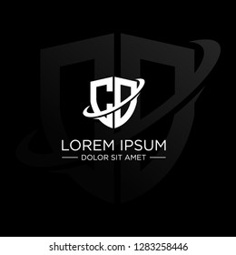 CD letter mark logo template with the defense symbol