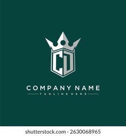 Logotipo inicial do monograma da letra do CD para o desenho do escudo e da coroa