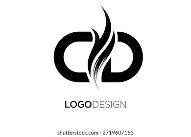 Logotipo de monograma de letra de CD com traço de pincel artístico para identidade de marca moderna