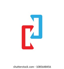 CD letter with right and left arrow logo design vector