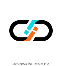 CD lettermark and i letter represent information in the shape of virtual reality headset in orange and aqua color