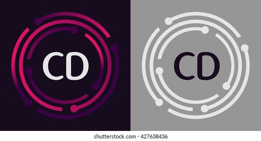 CD letters business logo icon design template elements in abstract background logo, design identity in circle, alphabet letter