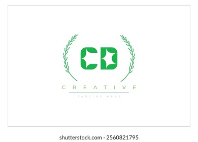 CD letters eco logo with leaf. Fresh nature and healthy leaf logo design.