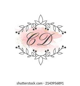 CD letters signature logo, Handwritten logo, CD, CD lettering, Letters CD, C and D logo with flower mandala, Brushstroke, wedding, fashion, floral and botanical