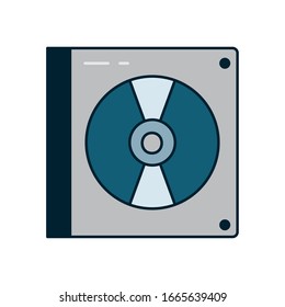 cd line and fill style icon design, Music sound melody song musical art and composition theme Vector illustration