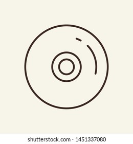 Ícone da linha de CD. Compact disk, dvd, jogo. Conceito de armazenamento de dados. A ilustração vetorial pode ser usada para tópicos como software, gravação, cópia