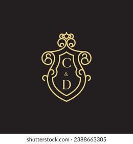 Logotipo inicial vintage de línea de CD en un diseño profesional de alta calidad que se imprimirá en cualquier medio de impresión