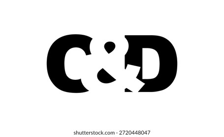 CD logo design in bold style. Black white identity symbol. Modern typography emblem. Corporate branding icon. Minimal business template.