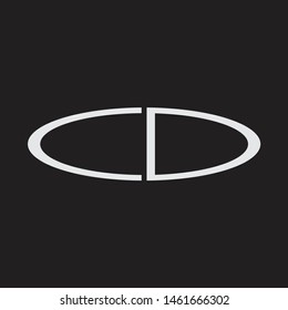 CD Logo letter oval monogram design template with black and white colors