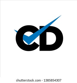 CD Logo Modern of Letter Tick Blue Initial Capital Designs Template