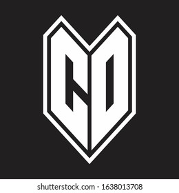 CD Logo monogram with emblem line style isolated on black background